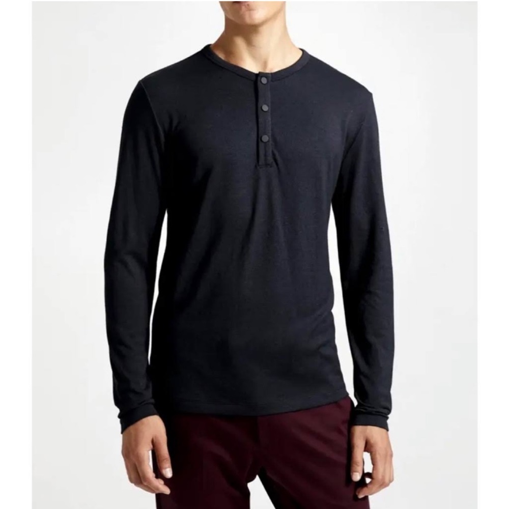 Theory charcoal Henley long sleeve classic shirt S